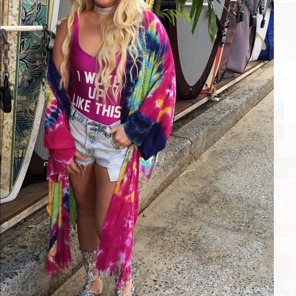 Rat and boa tie dye kimono